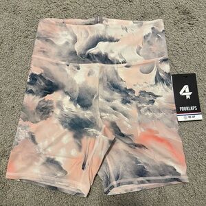 Fourlaps Women's Cloud Pattern Bike Shorts - Pink and Gray